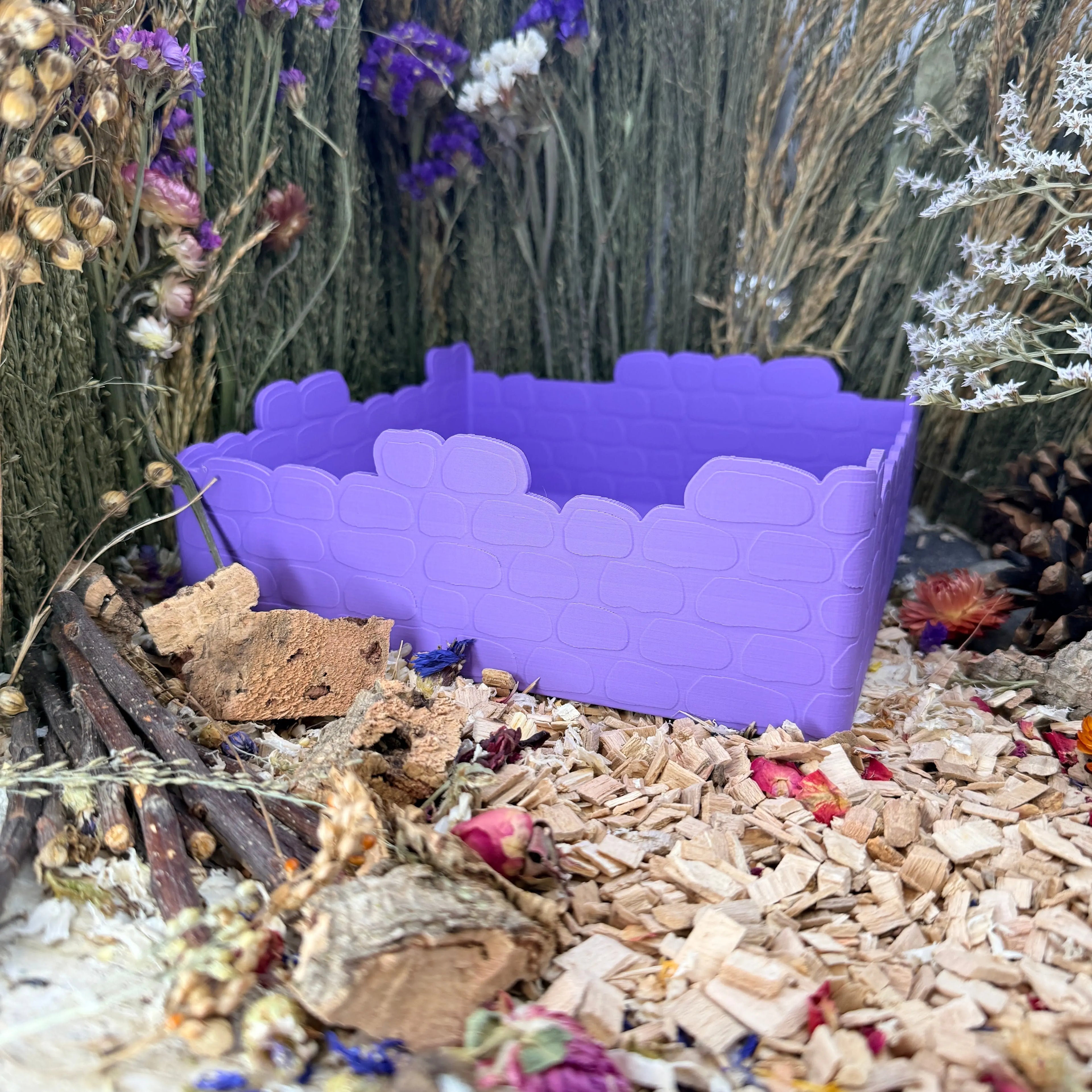 Square Brick Wall Small Pet Sand Bath & Dig Box RoseLark Pet Products