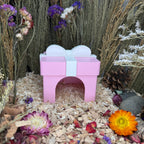 Pink and white present hide open base for small animals