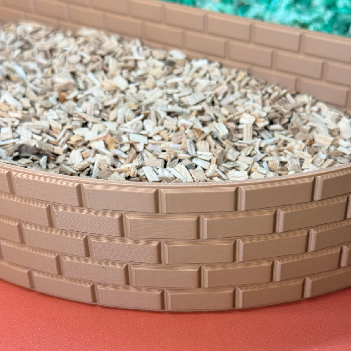 Curved hamster dig box with realistic brick detailing
