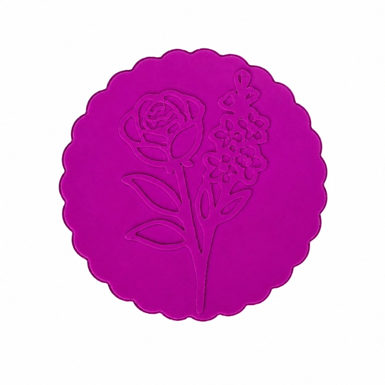 RoseLark floral colour token printed in Magenta
