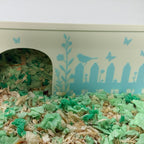 4 chamber hamster hide with garden fence design - detail close up