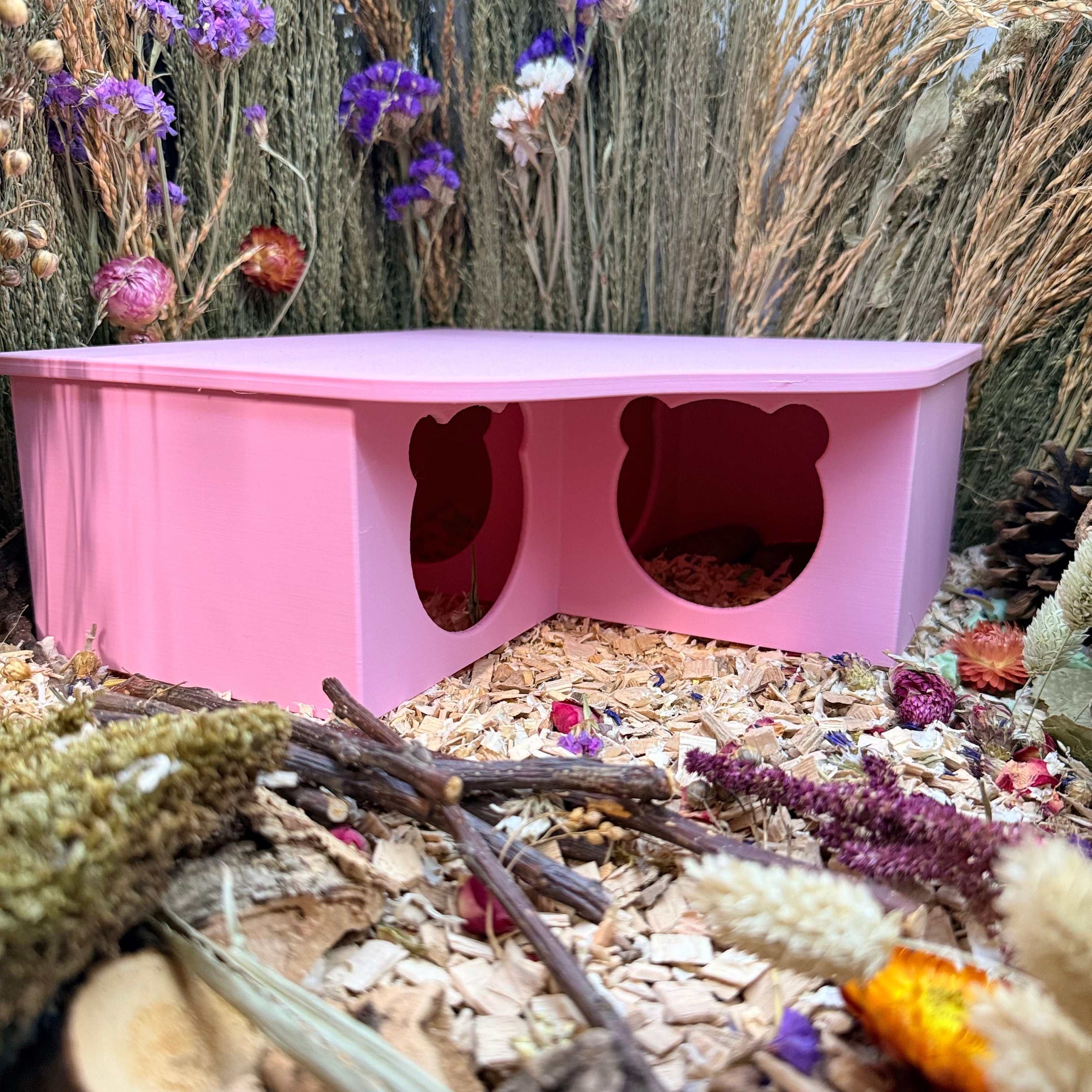 Small Pet Hide Three Chamber Hide with Removable Lid RoseLark Pet Products