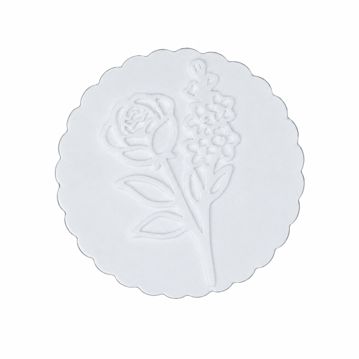 RoseLark floral colour token printed in White
